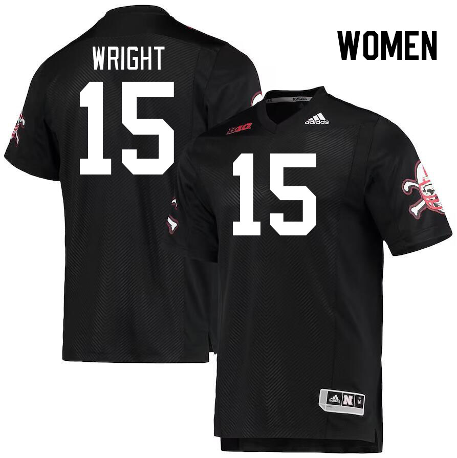 Women #15 Ceyair Wright Nebraska Cornhuskers College Football Jerseys Stitched Sale-Black